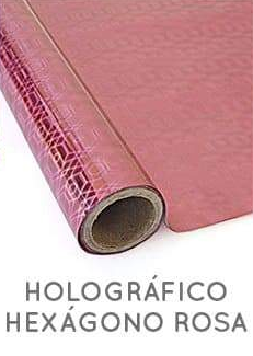 Papel Foil Holográficos Luminos Hexágono Rosa