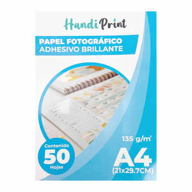 PAPEL FOTOGRÁFICO ADHESIVO BRILLANTE A4*50 135GSM HANDI PRINT