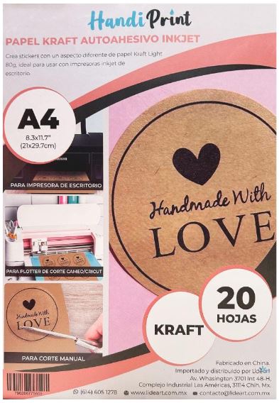 PAPEL KRAFT AUTOADHESIVO INKJET A4*20 HANDI PRINT