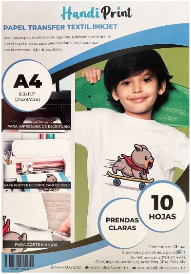 PAPEL TRANSFER TEXTIL INKJET P CLARA A4*10 HANDI PRINT