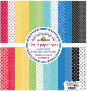 PAQUETE DE SURTIDO DE CARTULINAS SCHOOL DAYS 12 PIEZAS 12" X 12" DOODLEBUG | 6421