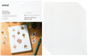 VINIL IMPRIMIBLE BLANCO TAMAÑO CARTA 12PZ CRICUT | 2010356