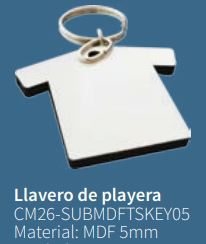 Llavero Playera MDF Sublimable